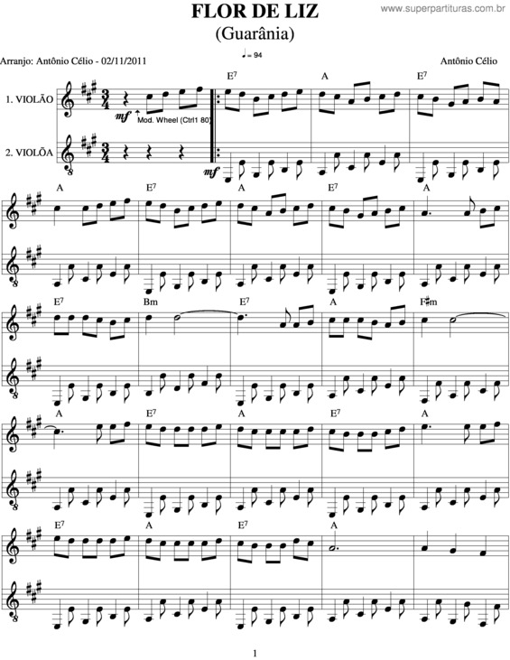 Partitura da música Flor De Liz v.4