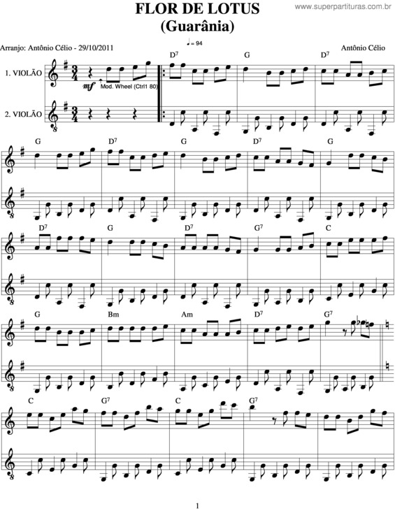 Partitura da música Flor De Lotus v.2