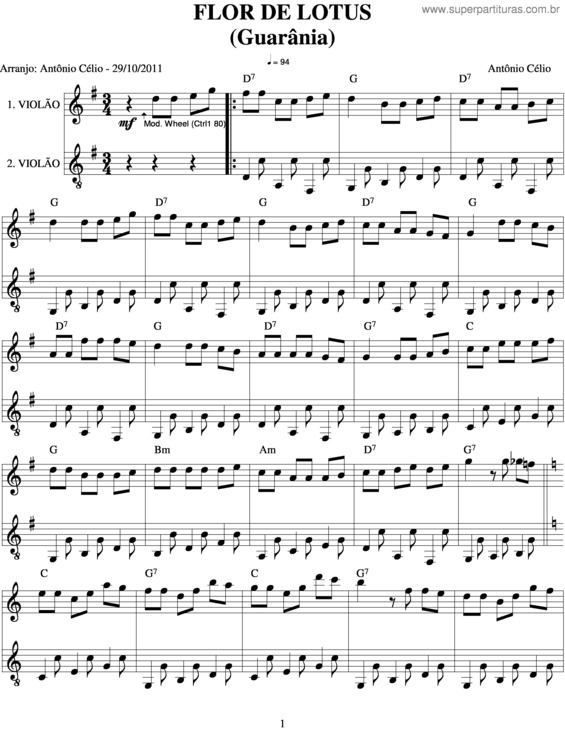Partitura da música Flor De Lotus v.2