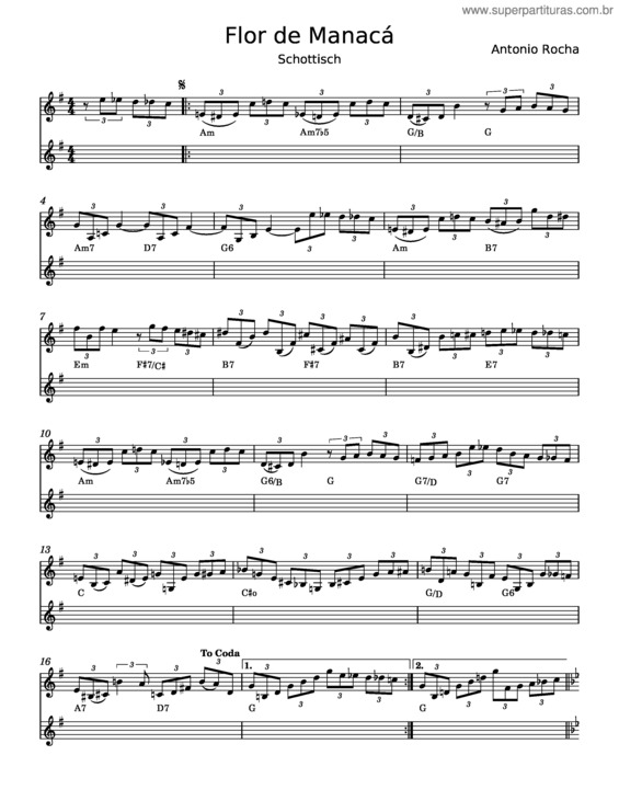 Partitura da música Flor De Manacá – Antonio Rocha