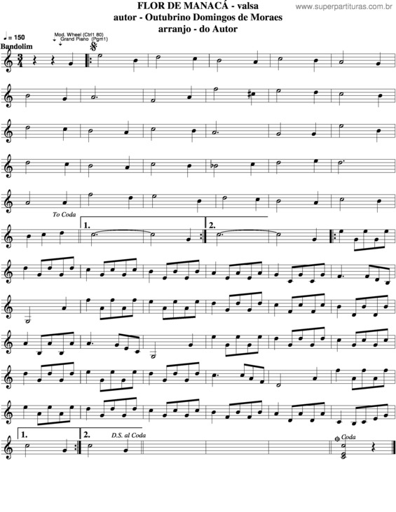 Partitura da música Flor De Manacá v.3