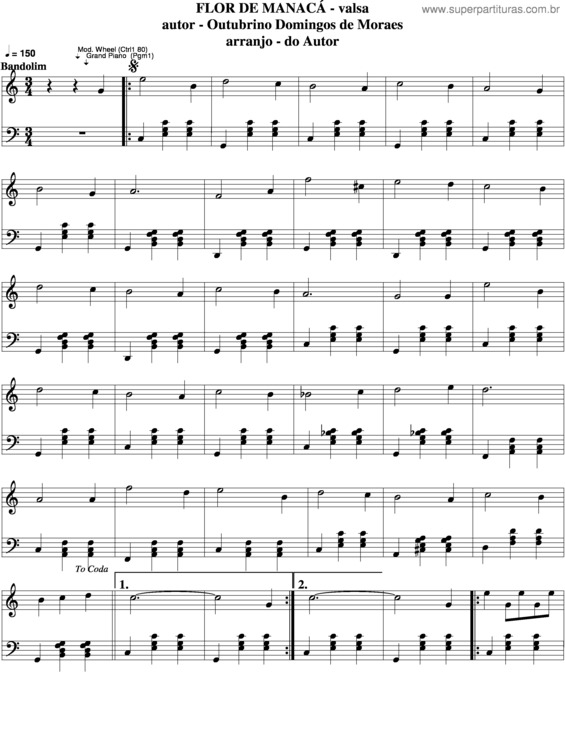 Partitura da música Flor De Manacá v.4