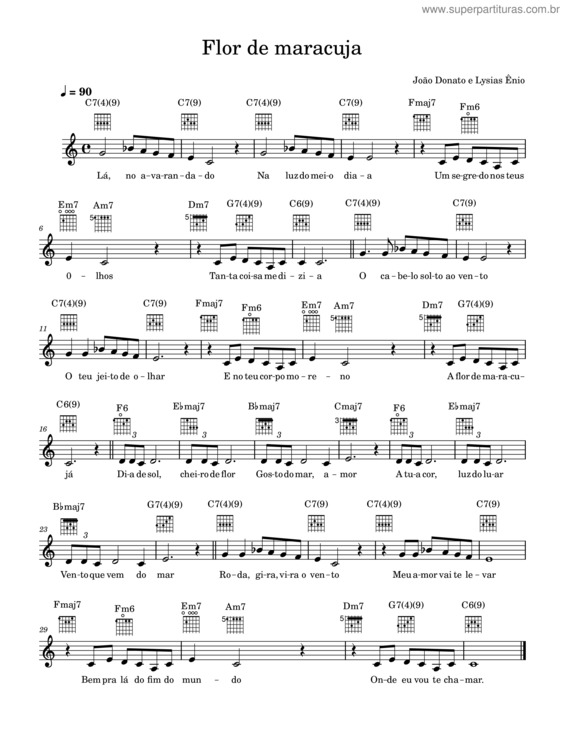 Partitura da música Flor De Maracujá – João Donato E Lysias Ênio Flor De Maracuja – João Donato E Lysias Ênio – C