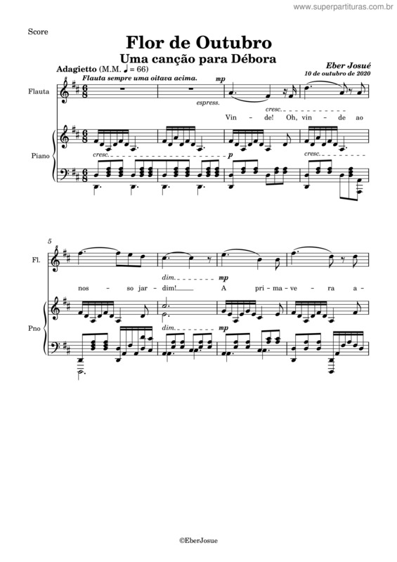 Partitura da música Flor De Outubro: Uma Canção Para Débora – Eber Josué