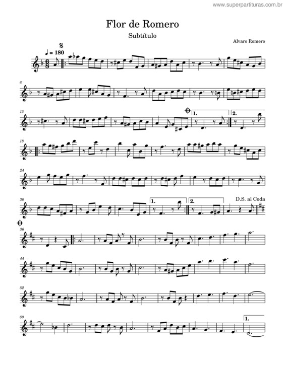 Partitura da música Flor De Romero – Alvaro Romero Flor De Romero