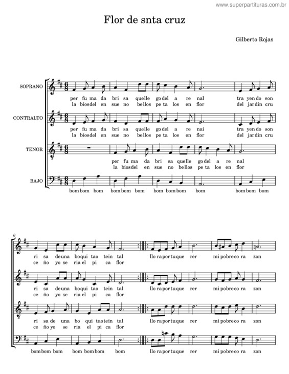 Partitura da música Flor De Snta Cruz – Gilberto Rojas