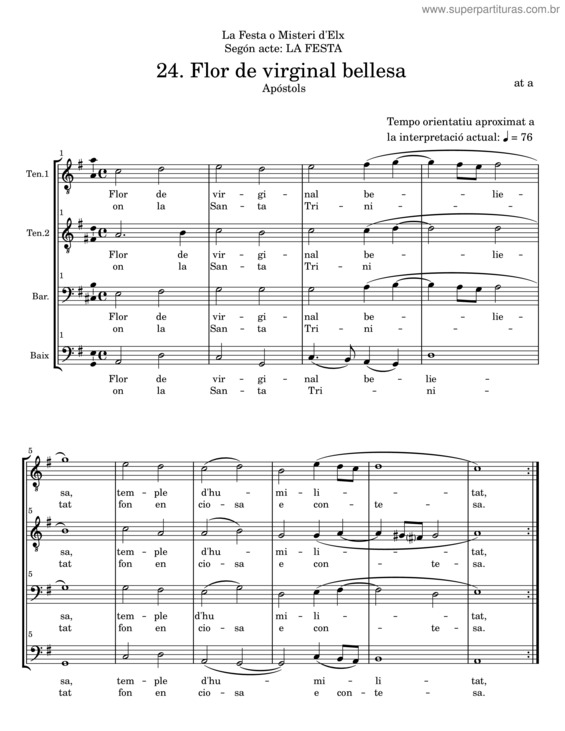 Partitura da música Flor De Virginal Bellesa