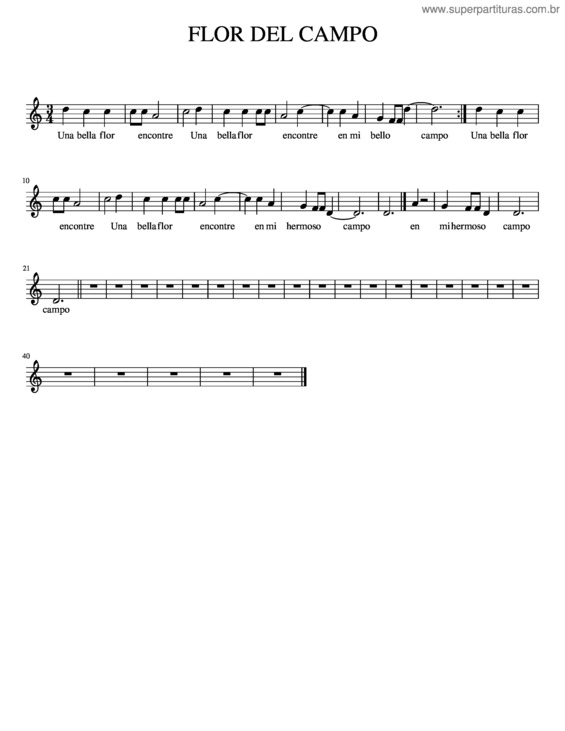 Partitura da música Flor Del Campo