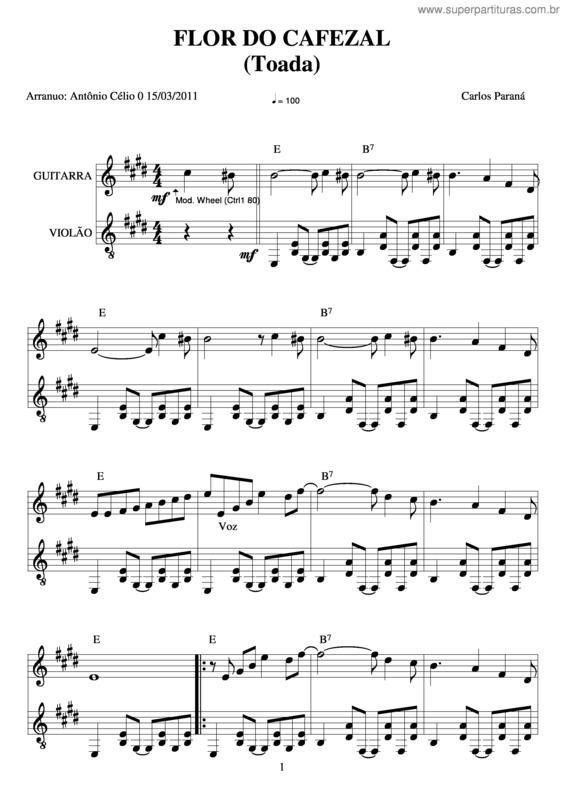 Partitura da música Flor Do Cafezal v.2