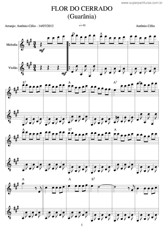 Partitura da música Flor Do Cerrado v.3