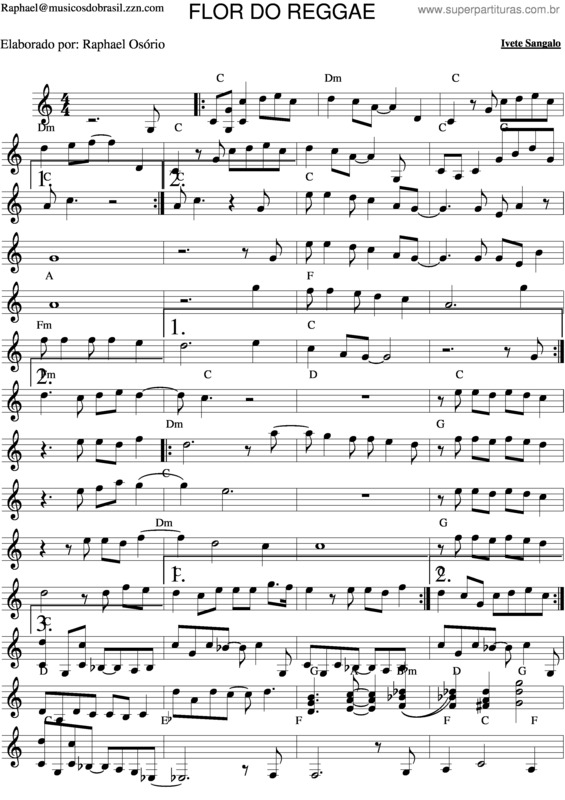 Partitura da música Flor Do Reggae v.3