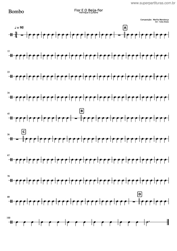 Partitura da música Flor E O Beija Flor Tulio Bombo
