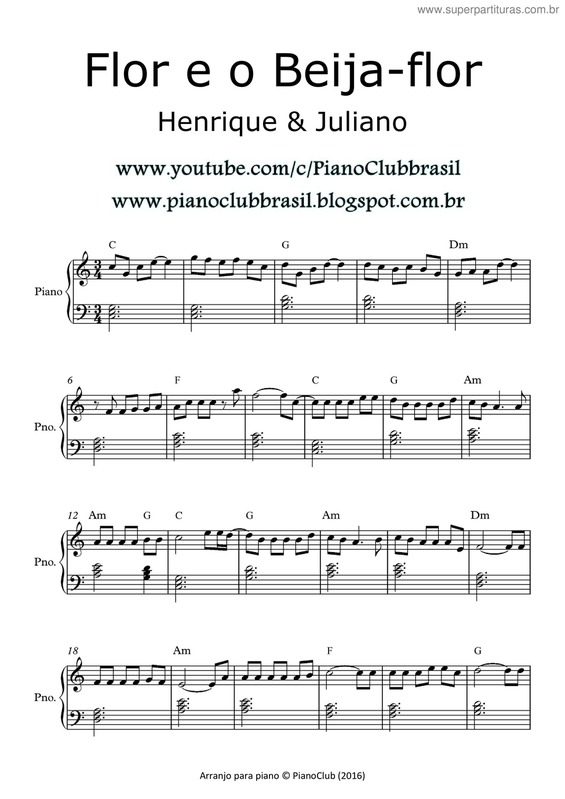 Partitura da música Flor E O Beija-Flor v.2