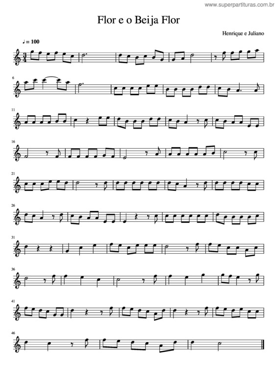 Partitura da música Flor E O Beija Flor v.9