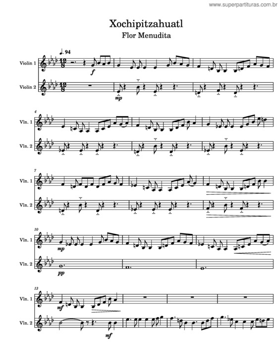 Partitura da música Flor Menudita – Misc Traditional v.2