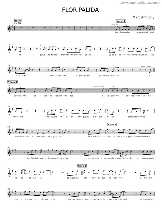 Partitura da música Flor Pálida – Marc Anthony v.2