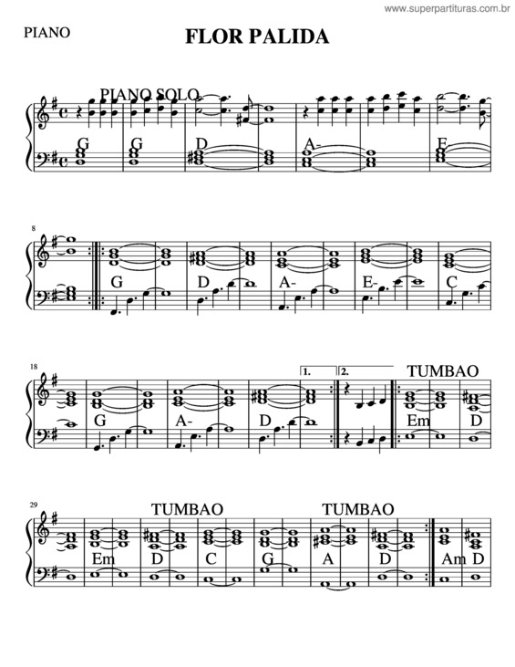 Partitura da música Flor Palida Cmaj
