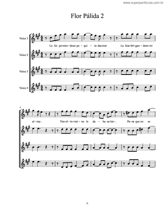 Partitura da música Flor Pálida