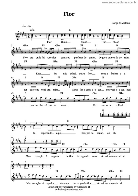 Partitura da música Flor v.3