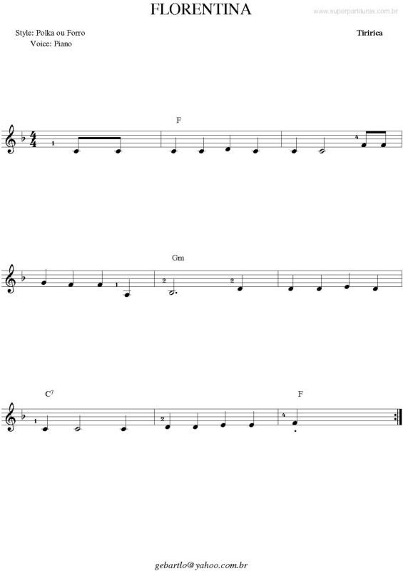 Partitura da música Florentina