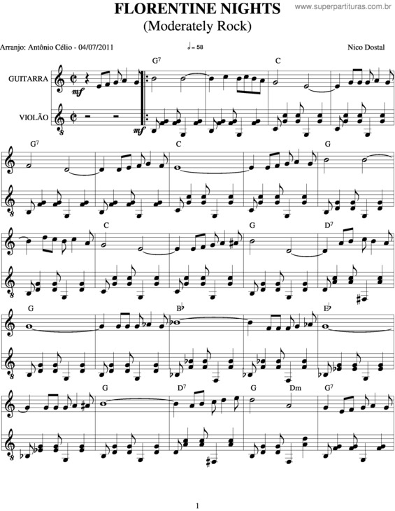 Partitura da música Florentine Nights