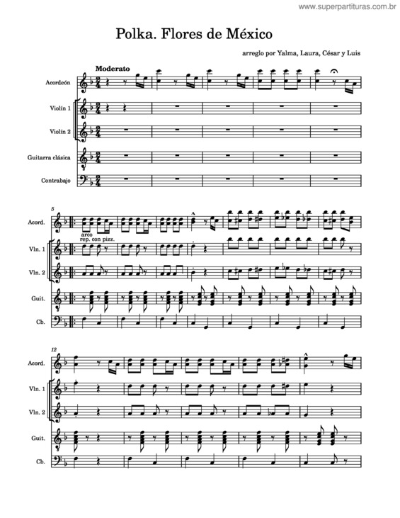Partitura da música Flores De México