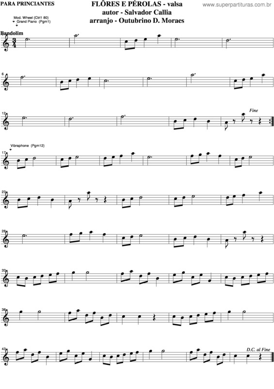 Partitura da música Flores E Pérolas v.2