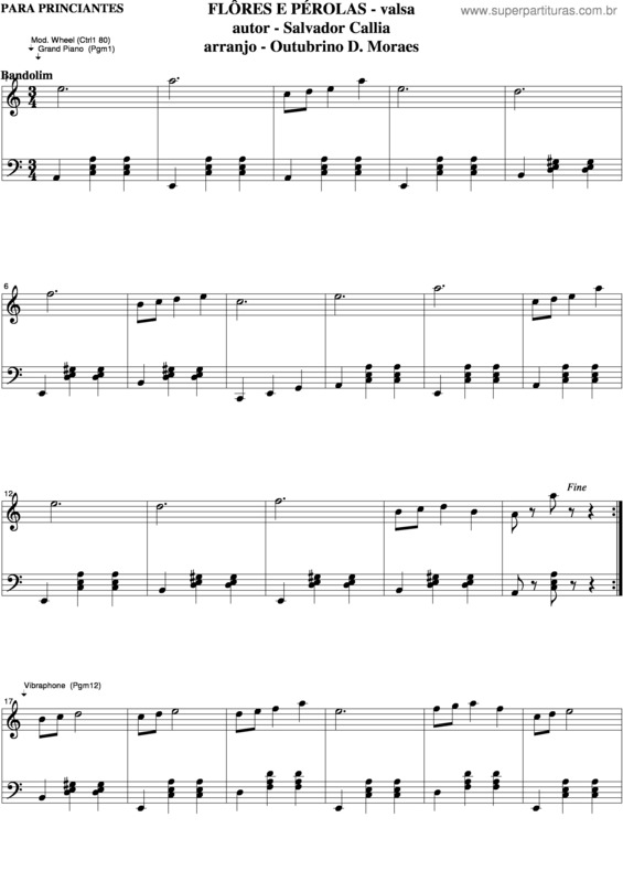 Partitura da música Flores E Pérolas v.3