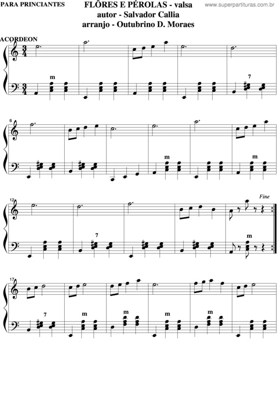 Partitura da música Flores E Pérolas