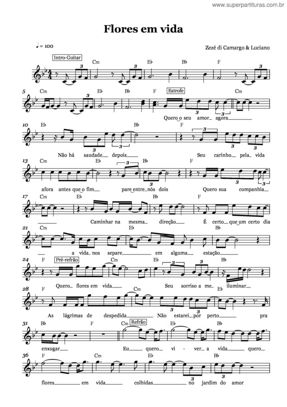 Partitura da música Flores Em Vida v.2