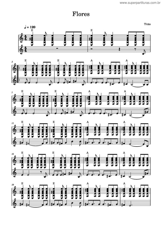 Partitura da música Flores v.2