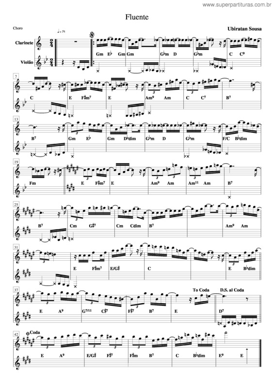 Partitura da música Fluente