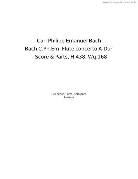 Partitura da música Flute Concerto A–Dur – Carl Philipp Emanuel Bach