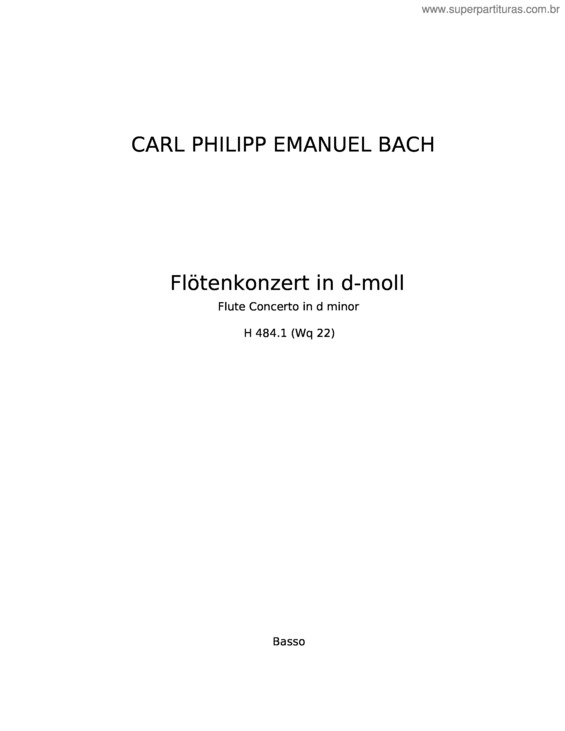 Partitura da música Flute Concerto In D Minor, H.484.1 – Carl Philipp Emanuel Bach v.3
