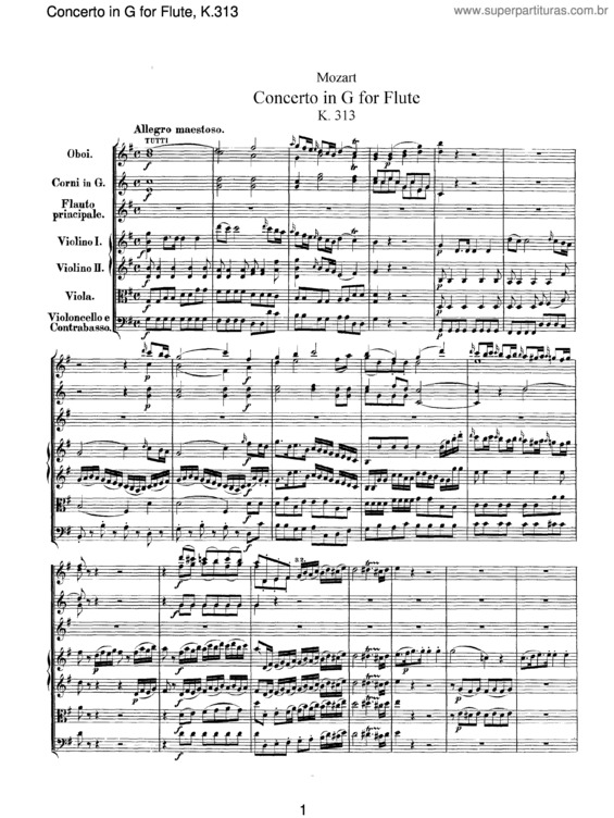 Partitura da música Flute Concerto No. 1