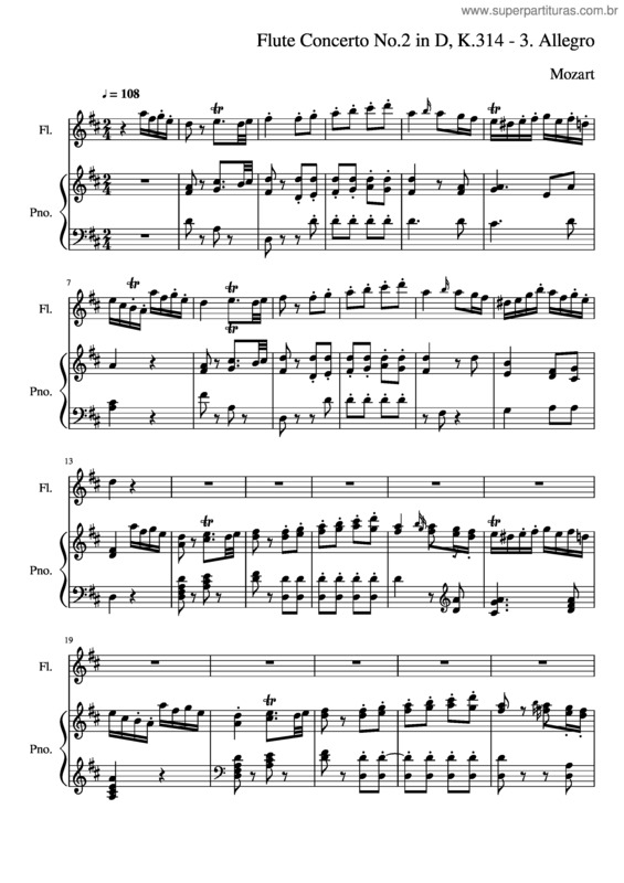Partitura da música Flute Concerto No.2 In D, K.314 – 3. Allegro