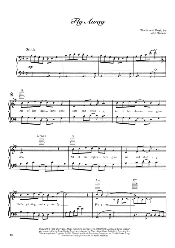 Partitura da música Fly Away