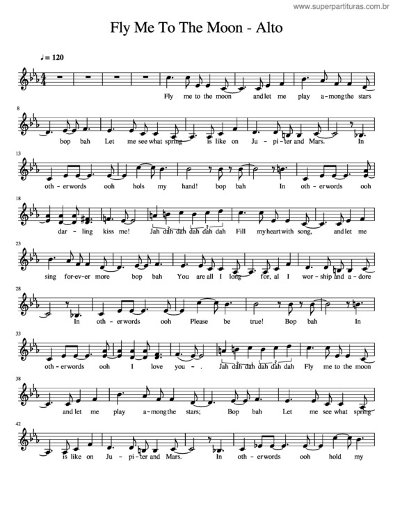 Partitura da música Fly Me To The Moon – Alto