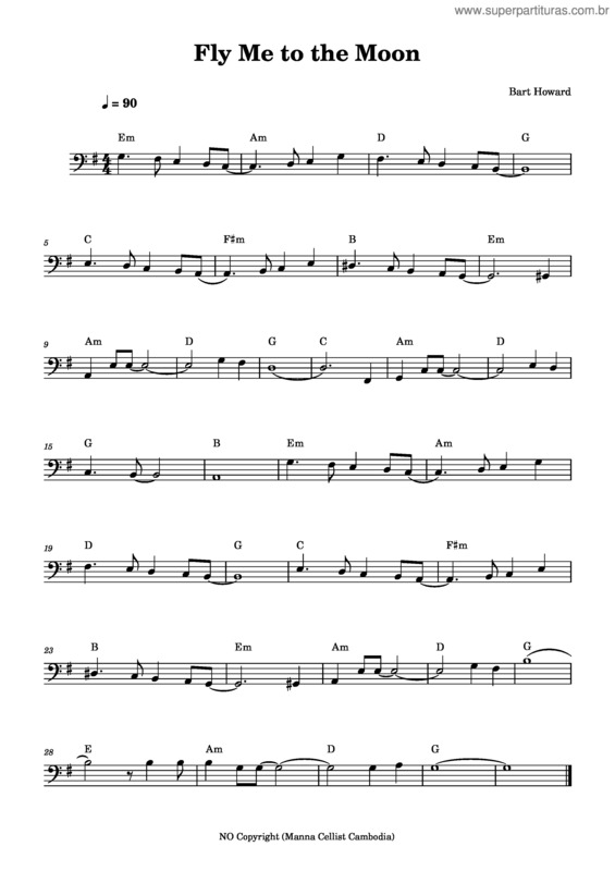 Partitura da música Fly Me To The Moon – Bart Howard Fly Me To The Moon – Cello