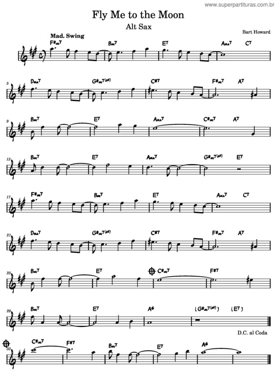 Partitura da música Fly Me To The Moon – Bart Howard Fly Me To The Moon Alt