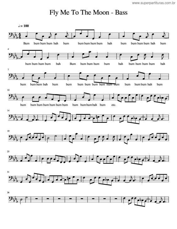 Partitura da música Fly Me To The Moon – Bass