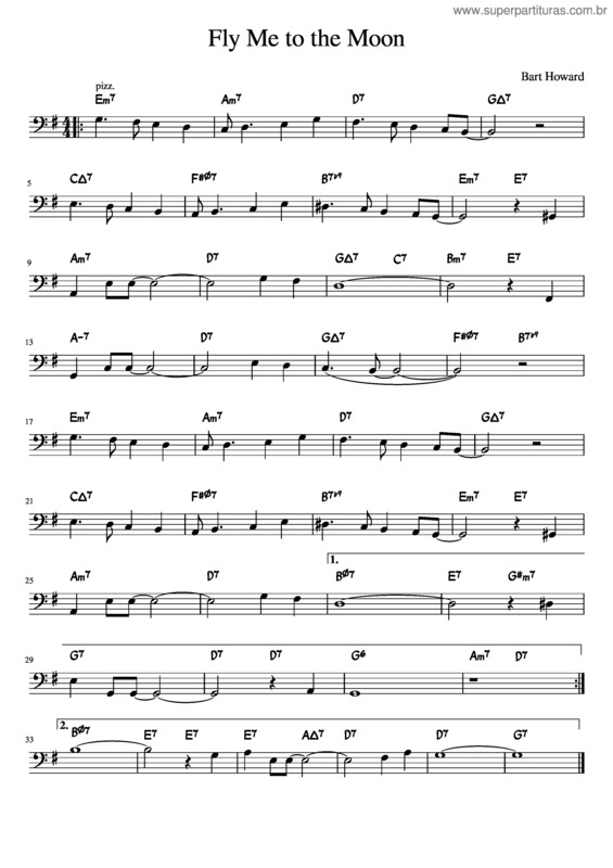 Partitura da música Fly Me To The Moon – Double Bass