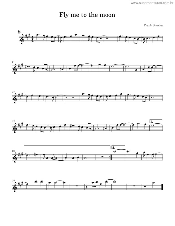 Partitura da música Fly Me To The Moon – Frank Sinatra Alto Sax