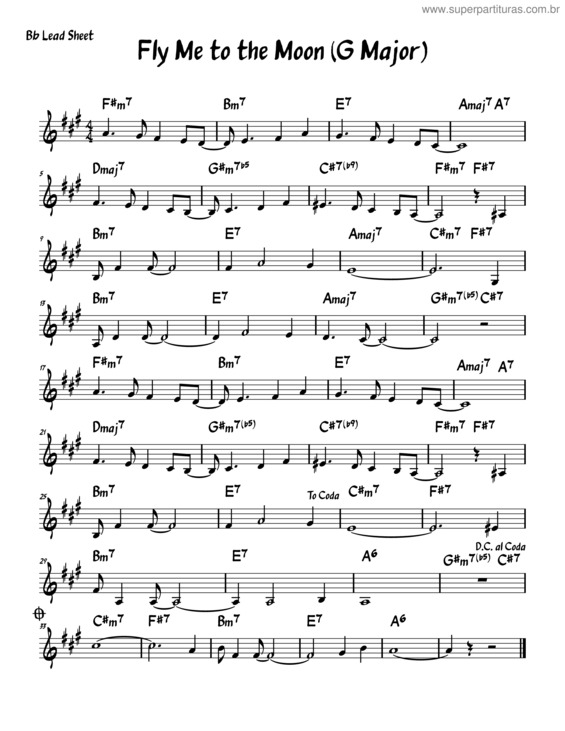 Partitura da música Fly Me To The Moon – Frank Sinatra Fly Me To The Moon Bb Lead Sheet G Major  1