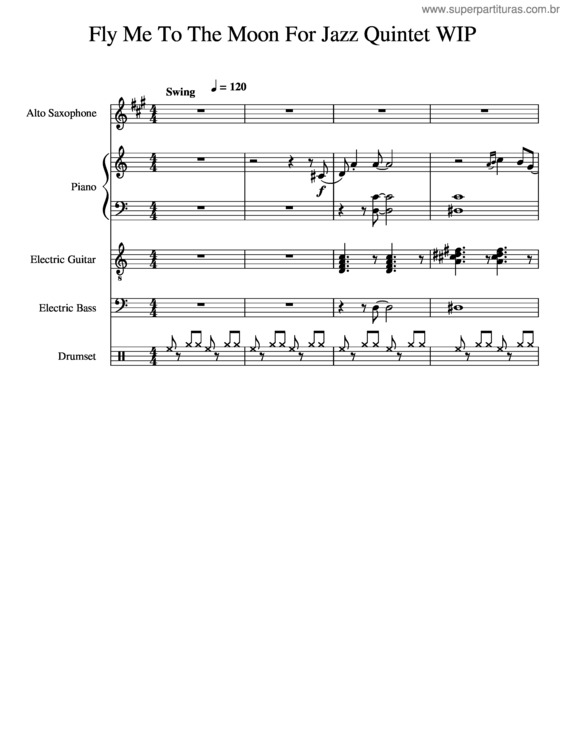 Partitura da música Fly Me To The Moon – Frank Sinatra Fly Me To The Moon For Jazz Quintet Wip