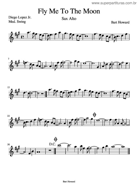 Partitura da música Fly Me To The Moon – Sax Alto