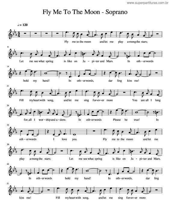 Partitura da música Fly Me To The Moon – Soprano
