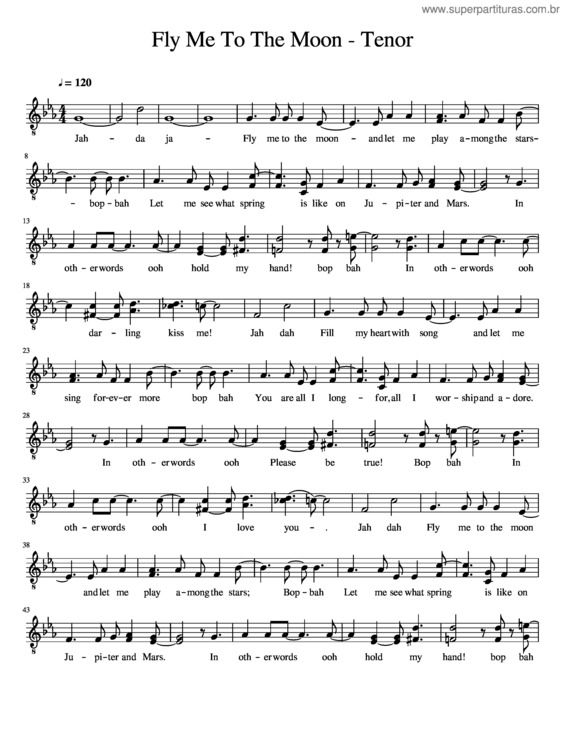 Partitura da música Fly Me To The Moon – Tenor