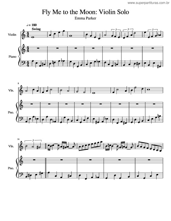 Partitura da música Fly Me To The Moon: Violin Solo