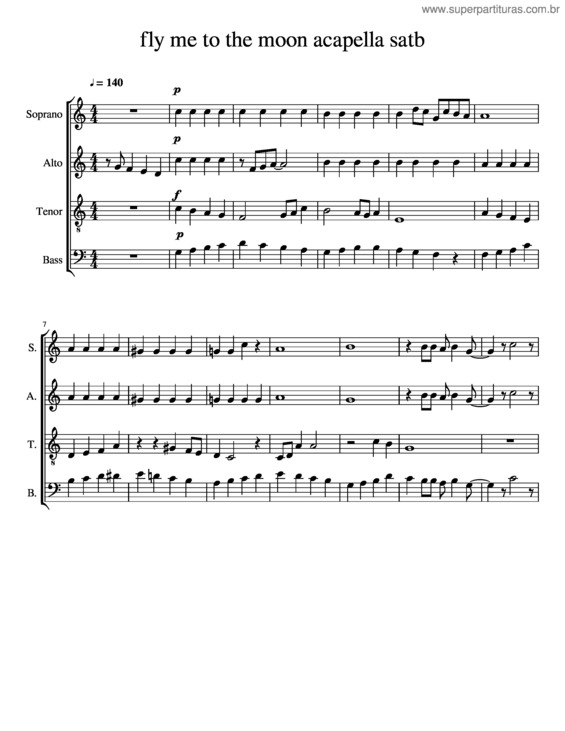 Partitura da música Fly Me To The Moon Acapella Satb